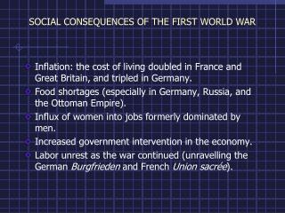 SOCIAL CONSEQUENCES OF THE FIRST WORLD WAR