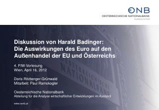 Diskussion von Harald Badinger: