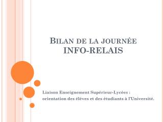 Bilan de la journée INFO-RELAIS