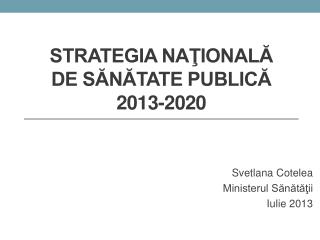 Strategia naţională de sănătate publică 2013-2020