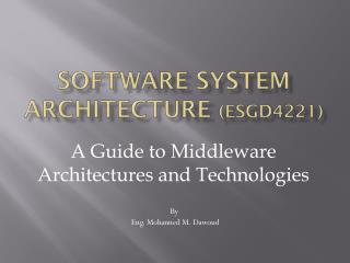 Software System Architecture (ESGD4221)