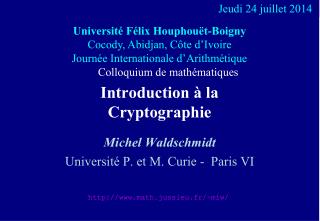 Introduction à la Cryptographie