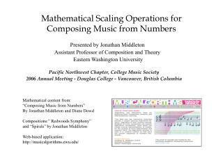 Mathematical Scaling Operations for Composing Music from Numbers