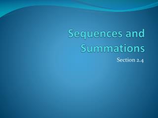 Sequences and Summations