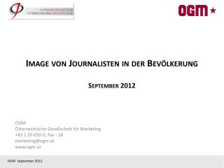 Image von Journalisten in der Bevölkerung September 2012