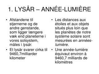1. LYSÅR – ANNÉE-LUMIÈRE