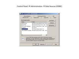 Control Panel  Administration  Data Sources (ODBC)