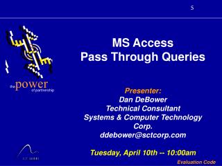ms access pass through queries
