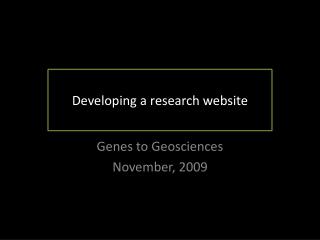 Developing a research website