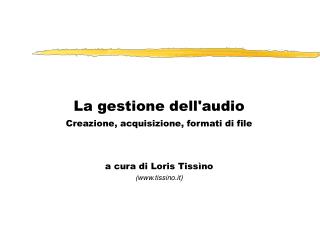 La gestione dell'audio Creazione, acquisizione, formati di file a cura di Loris Tissìno