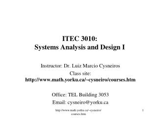 ITEC 3010: Systems Analysis and Design I