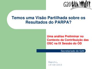 Temos uma Visão Partilhada sobre os Resultados do PARPA?