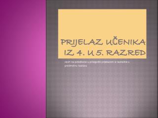 PRIJELAZ UČENIKA IZ 4. U 5. RAZRED