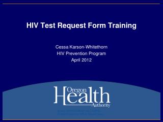 HIV Test Request Form Training