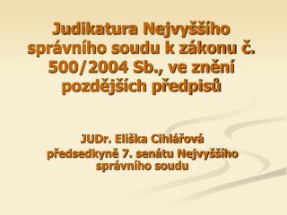 Judikatura Nejvyššího správního soudu k zákonu č. 500/2004 Sb., ve znění pozdějších předpisů