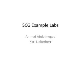 SCG Example Labs