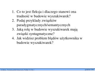 Co to jest fleksja i dlaczego stanowi ona trudność w budowie wyszukiwarek?