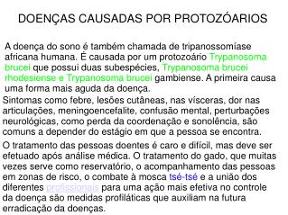 DOENÇAS CAUSADAS POR PROTOZÓARIOS