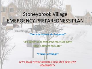 Stoneybrook Village EMERGENCY PREPAREDNESS PLAN