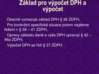 Základ pro výpočet DPH a výpočet