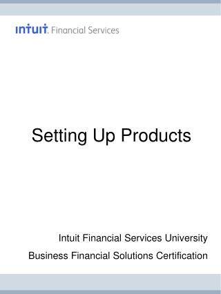 Setting Up Products