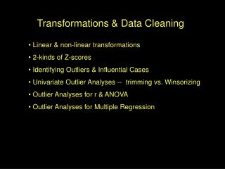 Transformations &amp; Data Cleaning