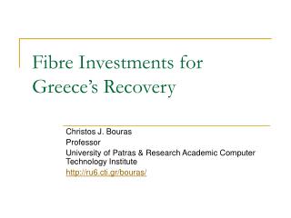 Fibre Investments for Greece’s Recovery