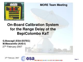 On-Board Calibration System for the Range Delay of the BepiColombo KaT