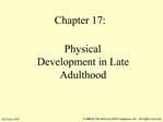 Chapter 17: Physical Development in Late Adulthood