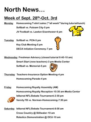 North News… Week of Sept. 28 th -Oct. 3rd
