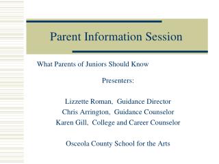 Parent Information Session