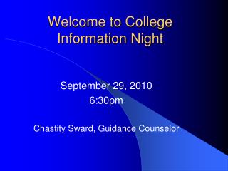 Welcome to College Information Night