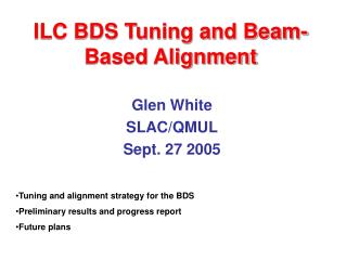 ILC BDS Tuning and Beam-Based Alignment