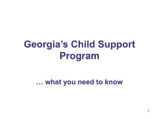 Georgia’s Child Support Program