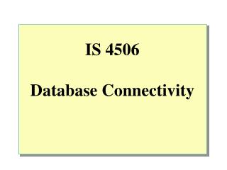 IS 4506 Database Connectivity