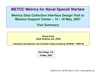 METOC Metrics for Naval Special Warfare