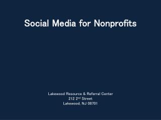 Social Media for Nonprofits