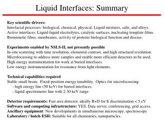 Liquid Interfaces: Summary