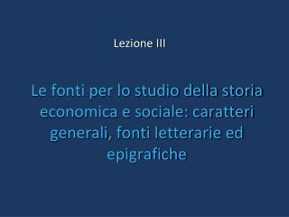 Lezione III