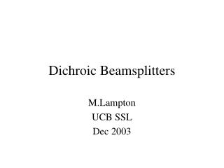 Dichroic Beamsplitters