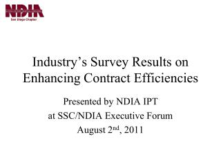 Industry ’ s Survey Results on Enhancing Contract Efficiencies