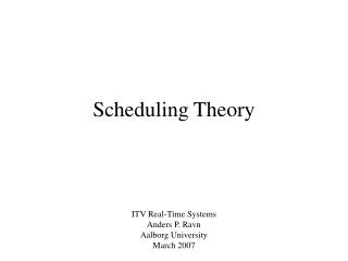 Scheduling Theory