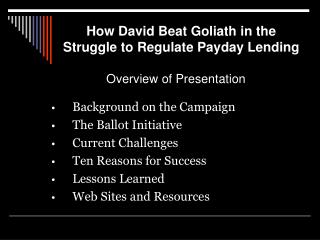 How David Beat Goliath in the Struggle to Regulate Payday Lending