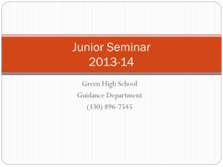 Junior Seminar 2013-14