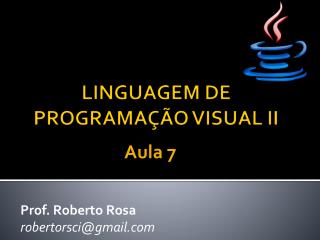 LINGUAGEM DE PROGRAMAÇÃO VISUAL II