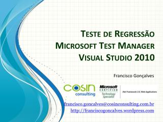 Teste de Regressão Microsoft Test Manager Visual Studio 2010