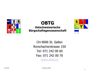 OBTG Ostschweizerische Bürgschaftsgenossenschaft