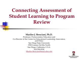Connecting Assessment of Student Learning to Program Review