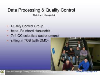 Data Processing &amp; Quality Control