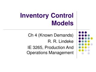 Inventory Control Models